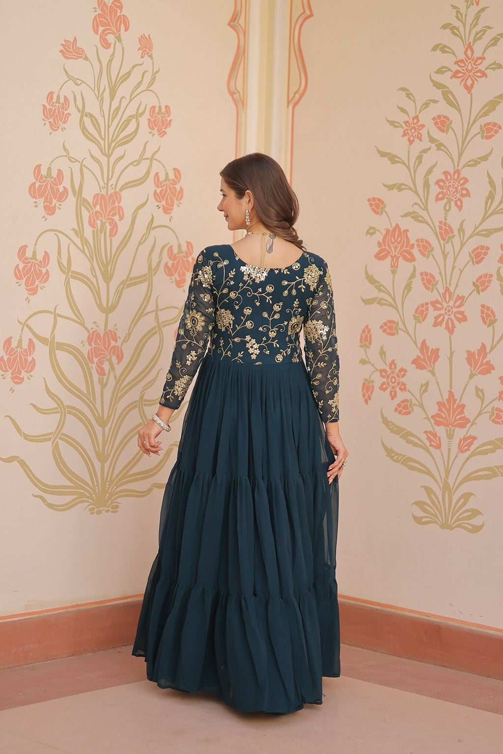 Joban Fashion Rama Georgette Sequence Embroidery Work Dress