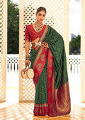 Green Soft Banarasi Paithani Copper Zari Weaving Saree With Unstitched Blouse Piece - Jodha