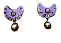 Terracotta Crescent Shaped Ear Studs With Drops