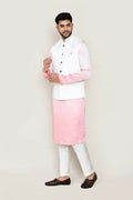 Joban Fashion White Colored Cotton Satin Work Men's Jacket