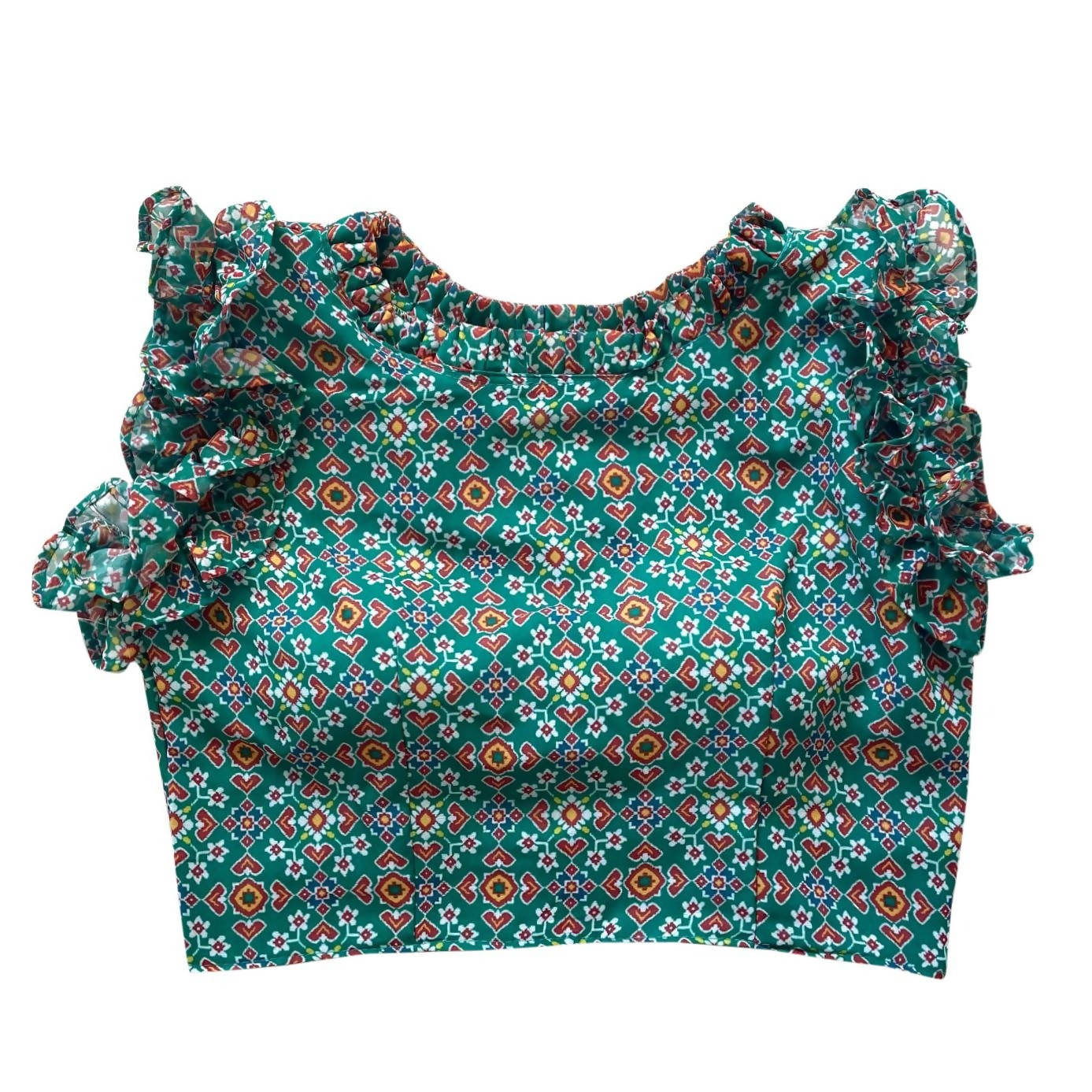 Vamika Rama Green Georgette Frill Blouse