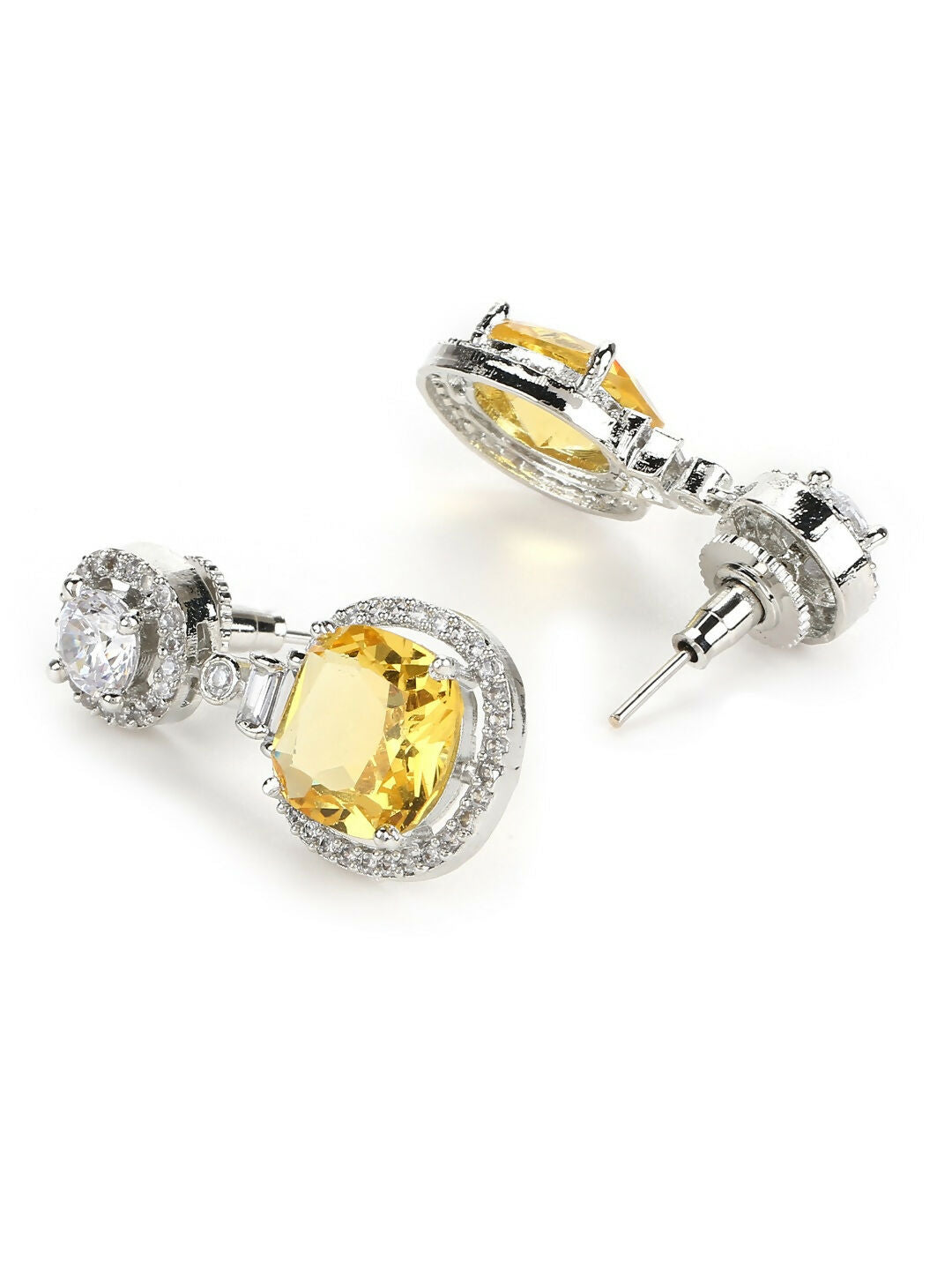 Yellow & Silver Stone Earrings- Ruby Raang