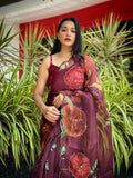Vamsee Brijbala Maroon Organza Saree