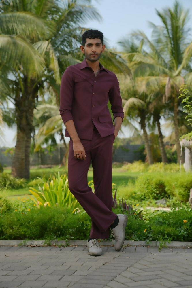 Mono Merge Burgundy Shacket by Hilo Design