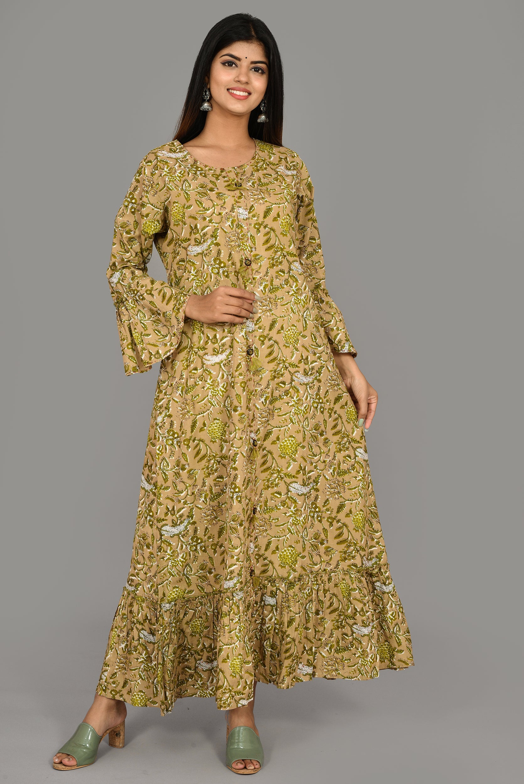 Kaajh Women's Green Floral Print kurta
