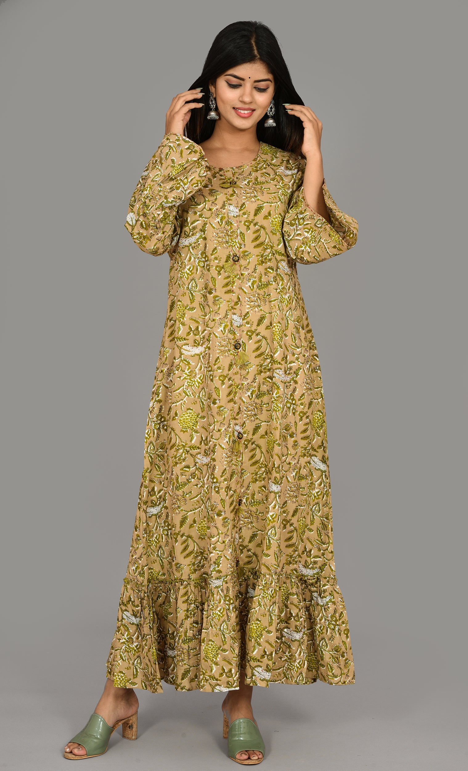 Kaajh Women's Green Floral Print kurta