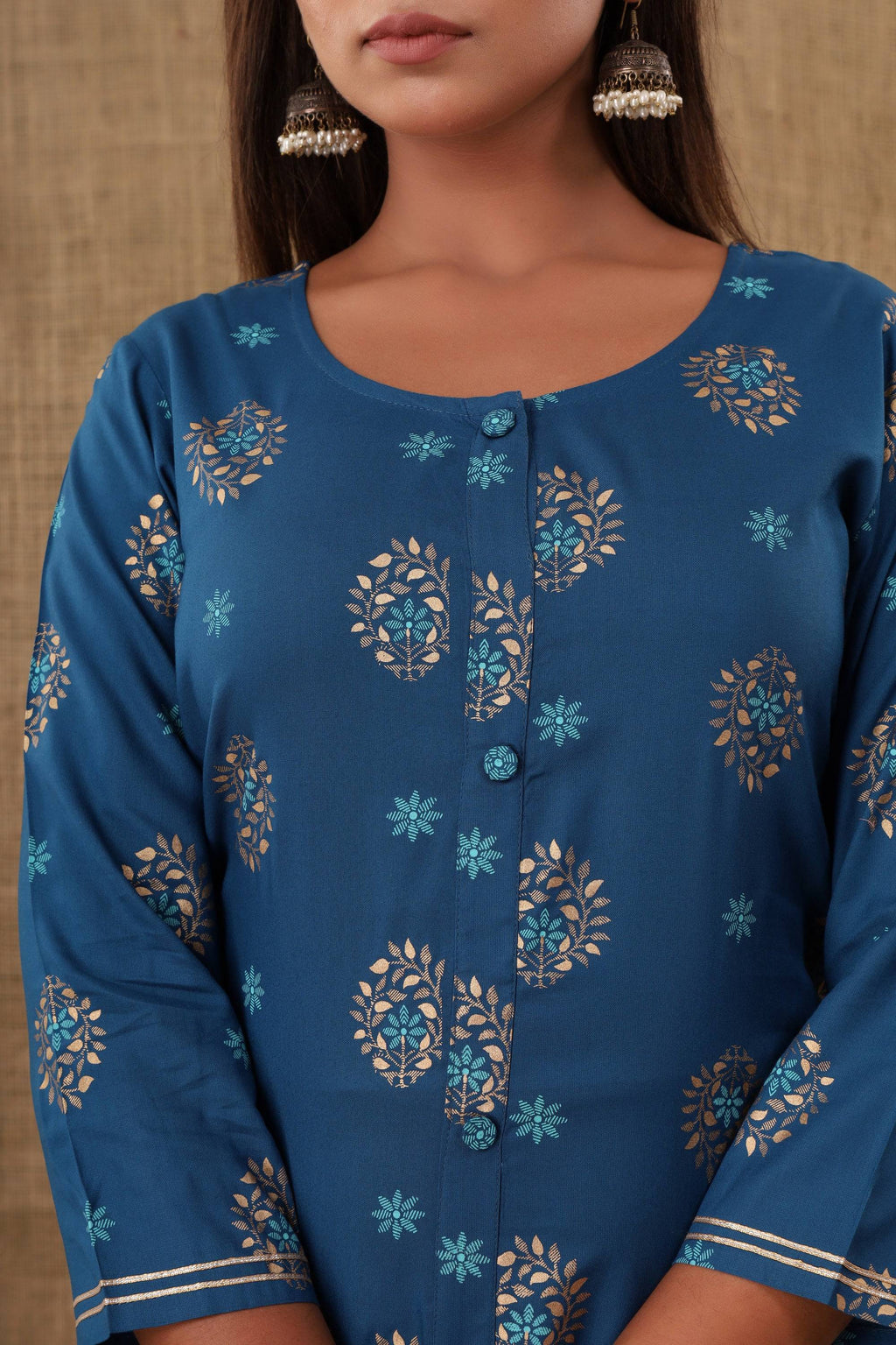 Kaajh Women's Blue Floral Print kurta