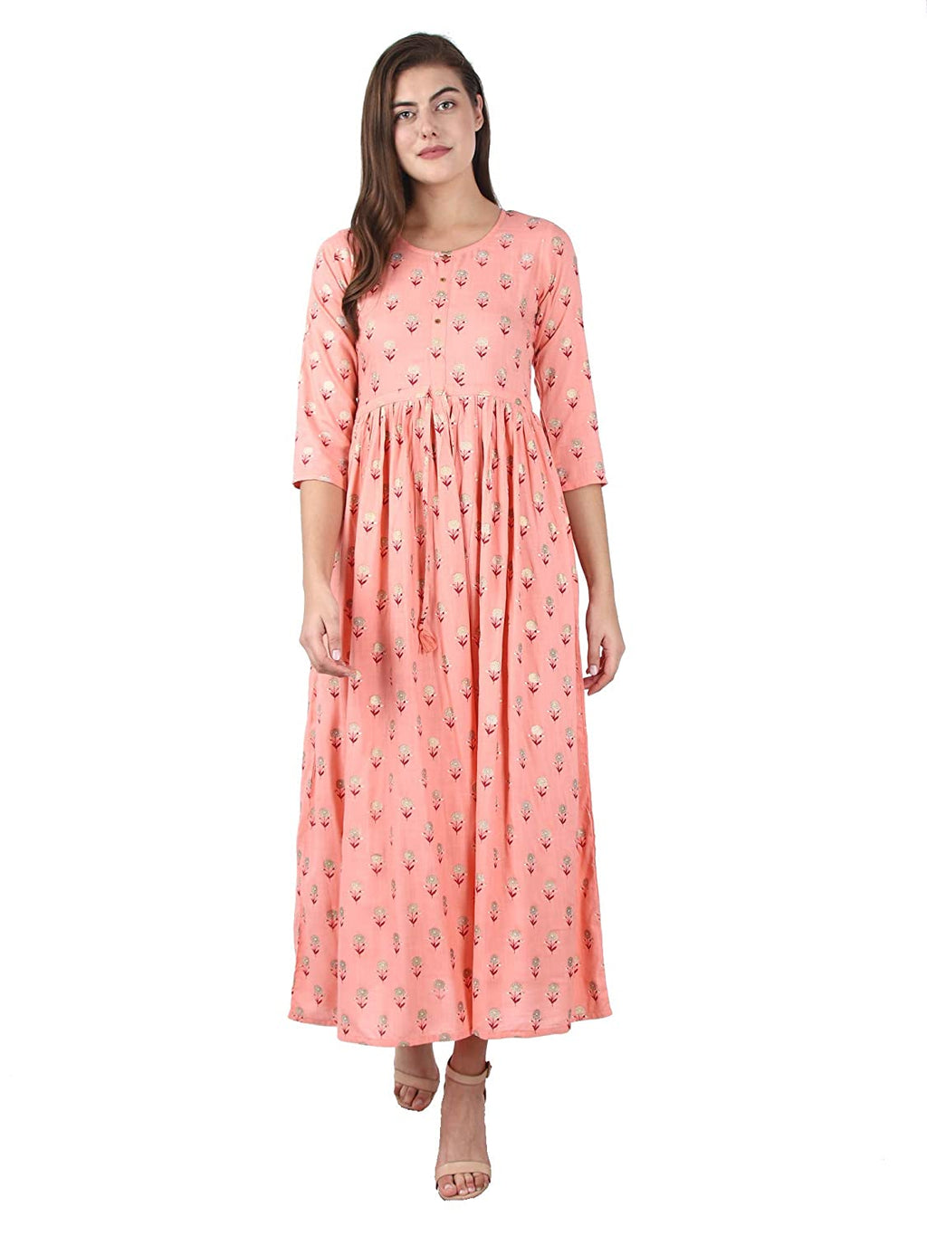 Kaajh Pink Floral Print kurta For Women