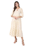 Kaajh Off White Gold Print kurta For Women