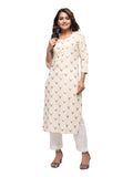 Kaajh Women's Off White Gold Print kurta
