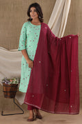 Kaajh Women's Green Floral Print Suit Set
