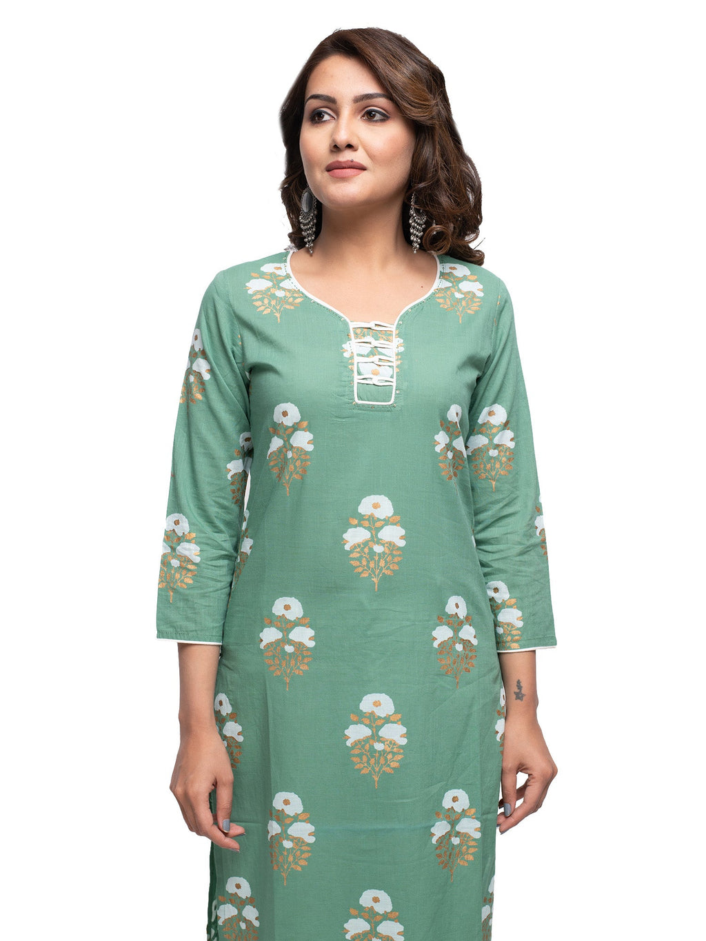 Kaajh Green Floral Print kurta For Women
