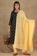 Kaajh Women's Bottle Green Gold Print Suit Set