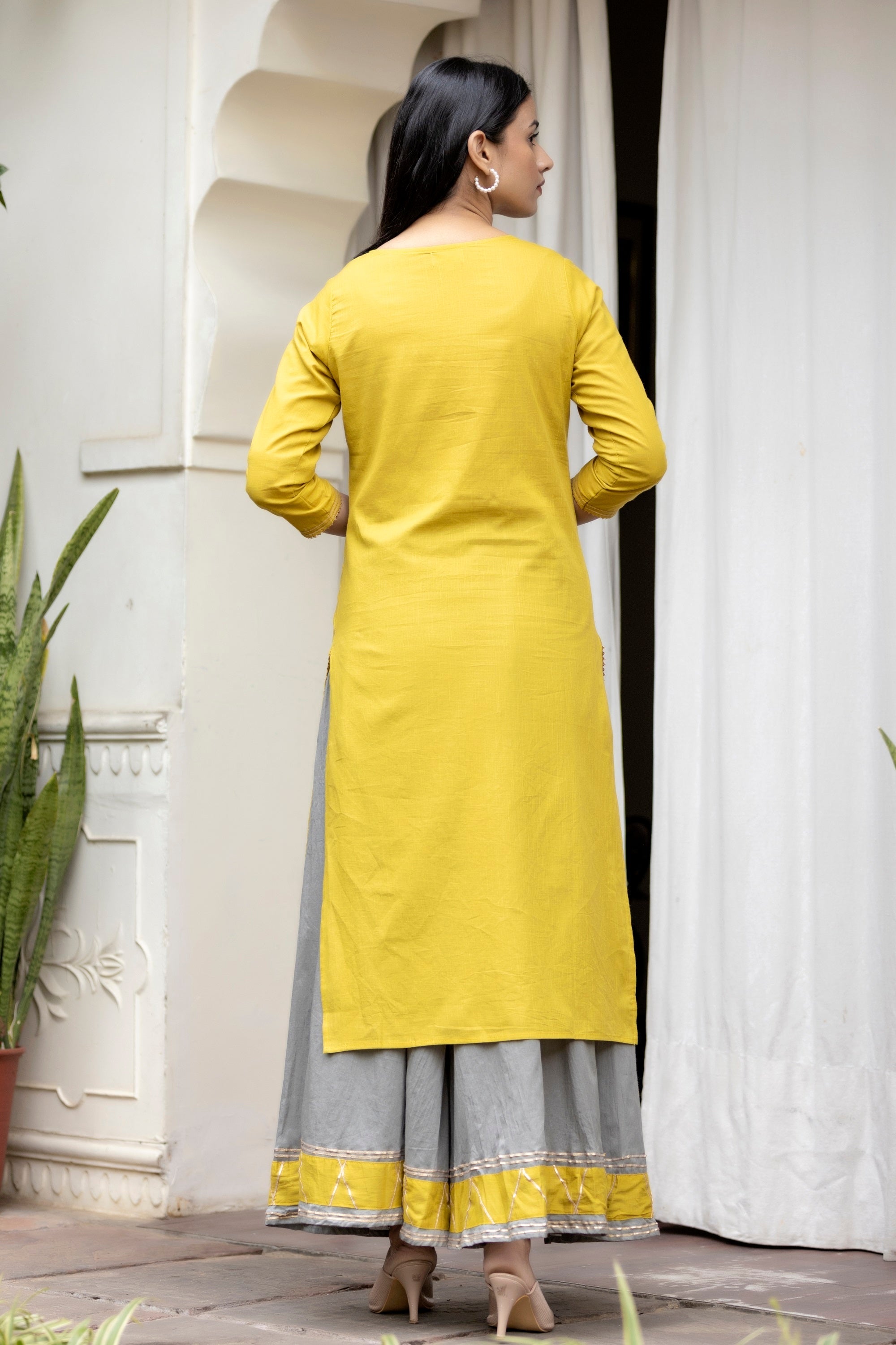 Kaajh Women's Lemon Grey Print Suit Set