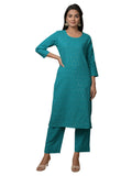 Kaajh Women's Green Solid Sequin Embellishment Kurta