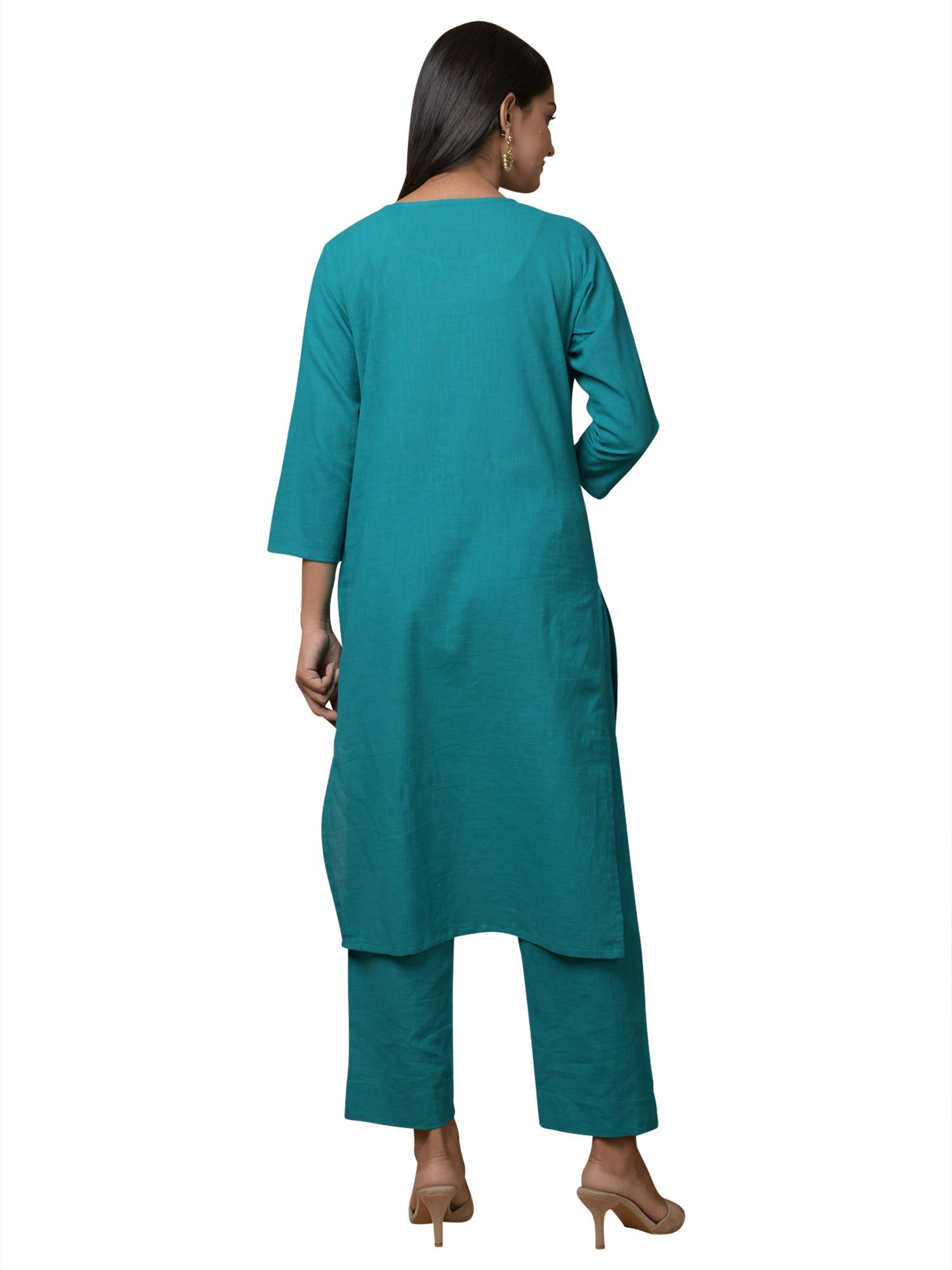 Kaajh Women's Green Solid Sequin Embellishment Kurta