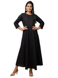 Kaajh Women's Black Solid Sequin Anarkali Kurta