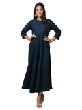 Kaajh Women's Blue Solid Sequin Anarkali Kurta