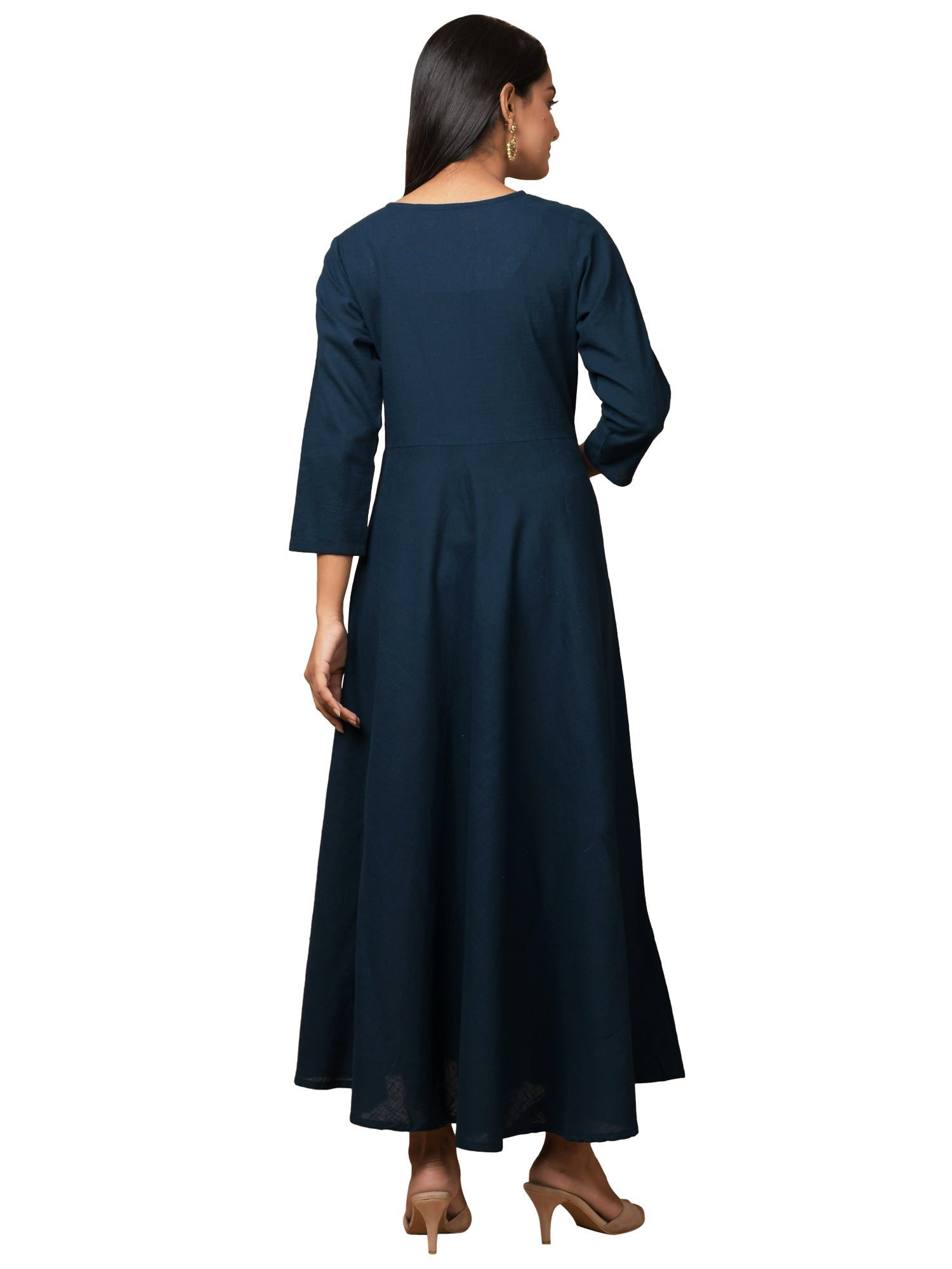 Kaajh Women's Blue Solid Sequin Anarkali Kurta