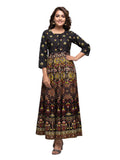 Kaajh Black Gold Printed Ethnic Kurta For Women