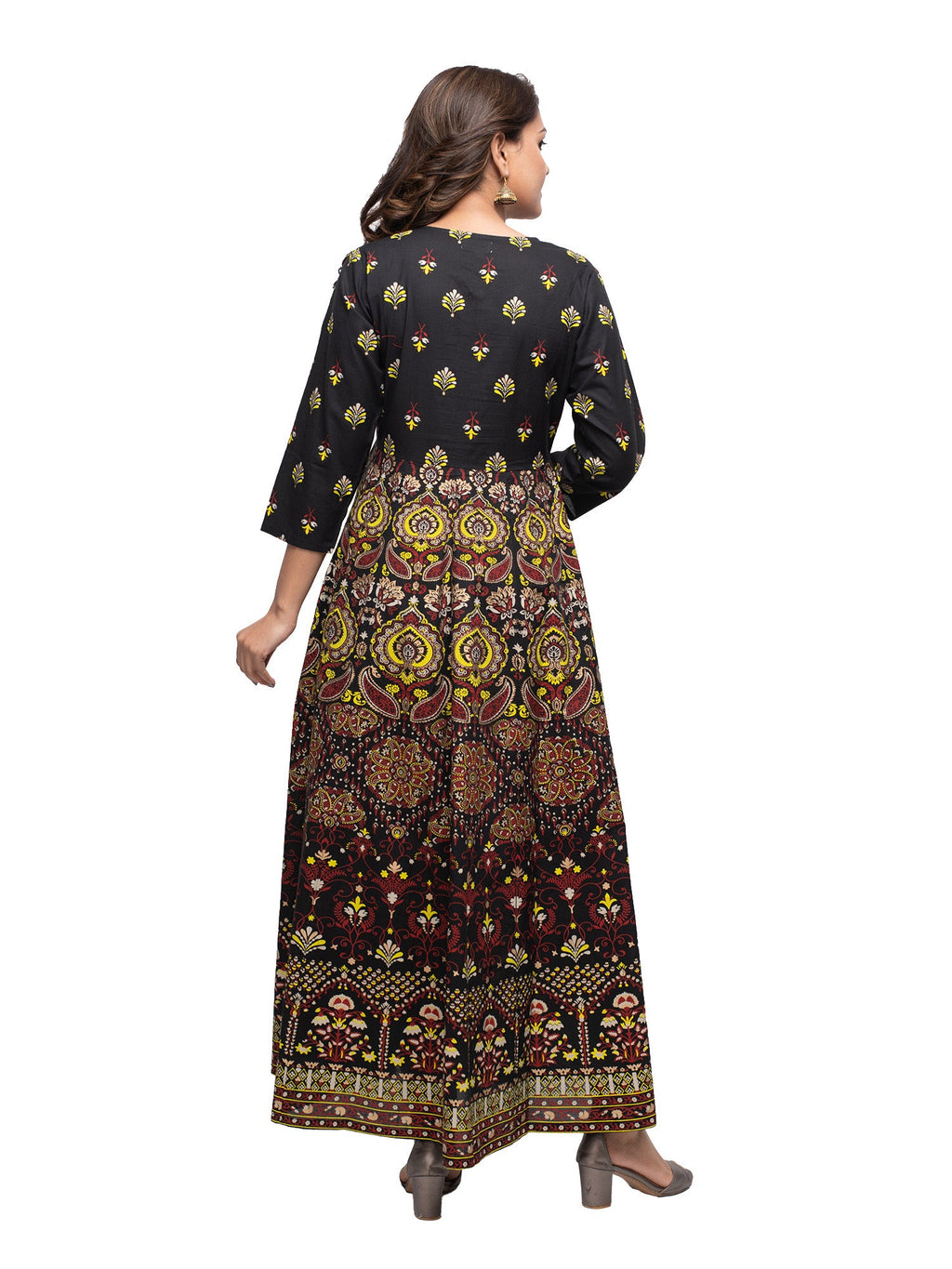 Kaajh Black Gold Printed Ethnic Kurta For Women