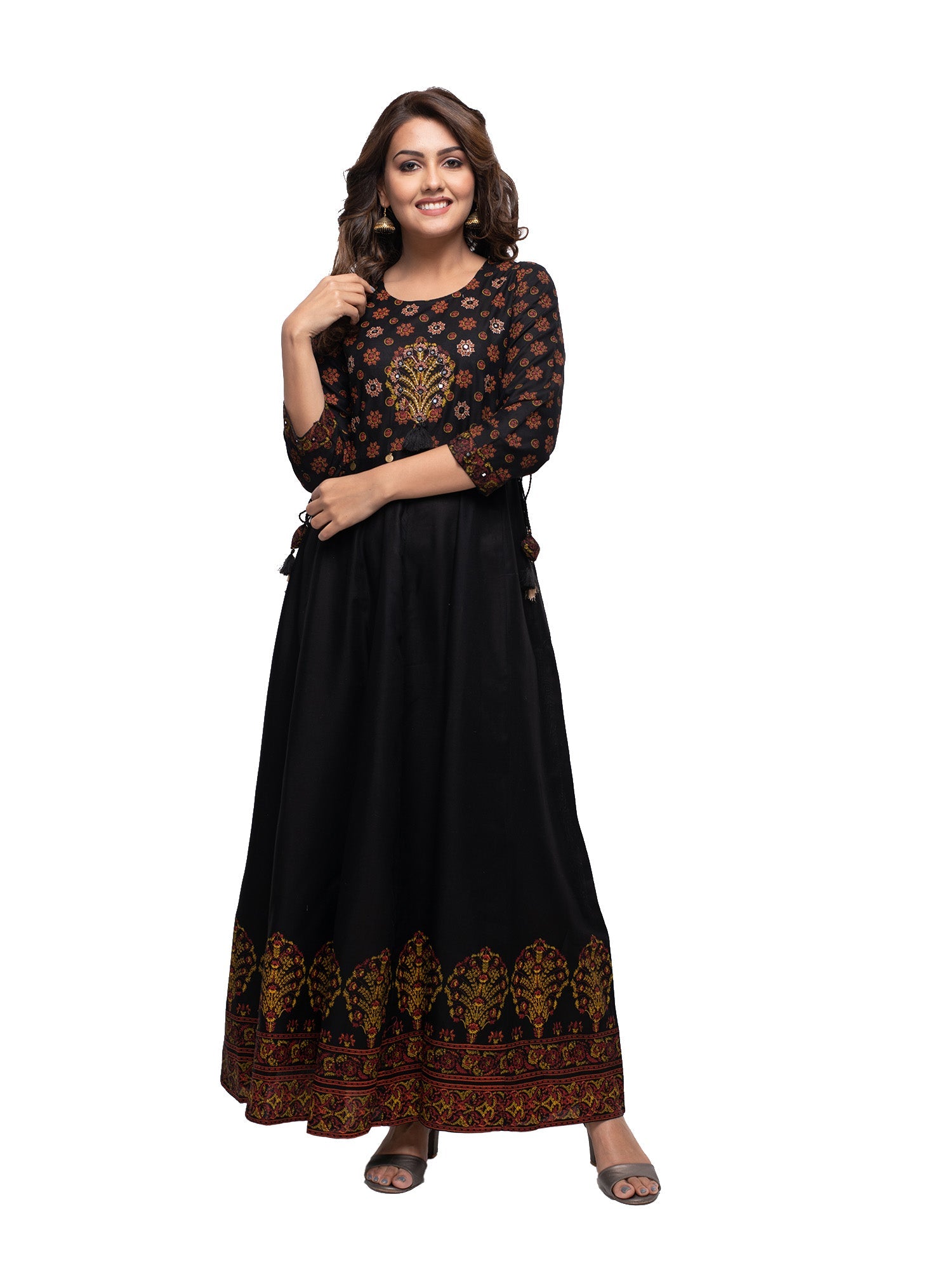 Kaajh Women's Black Mirror Embellishment Ethnic Kurta