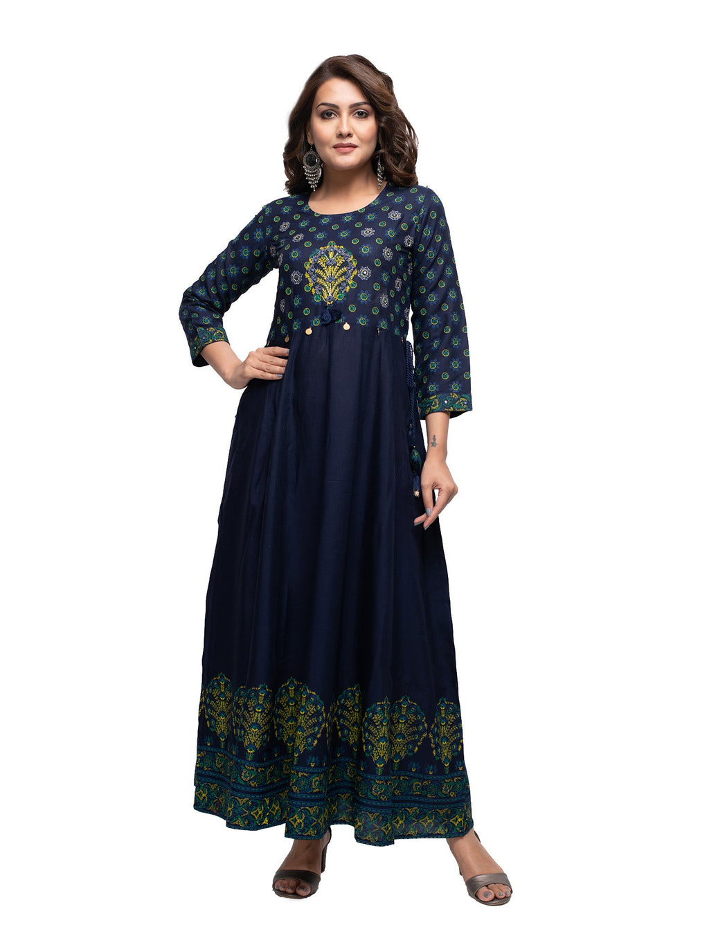Kaajh Women's Blue Mirror Embellishment Ethnic Kurta