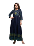 Kaajh Women's Blue Mirror Embellishment Ethnic Kurta