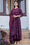 Kaajh Women's Maroon Floral Print Suit Set