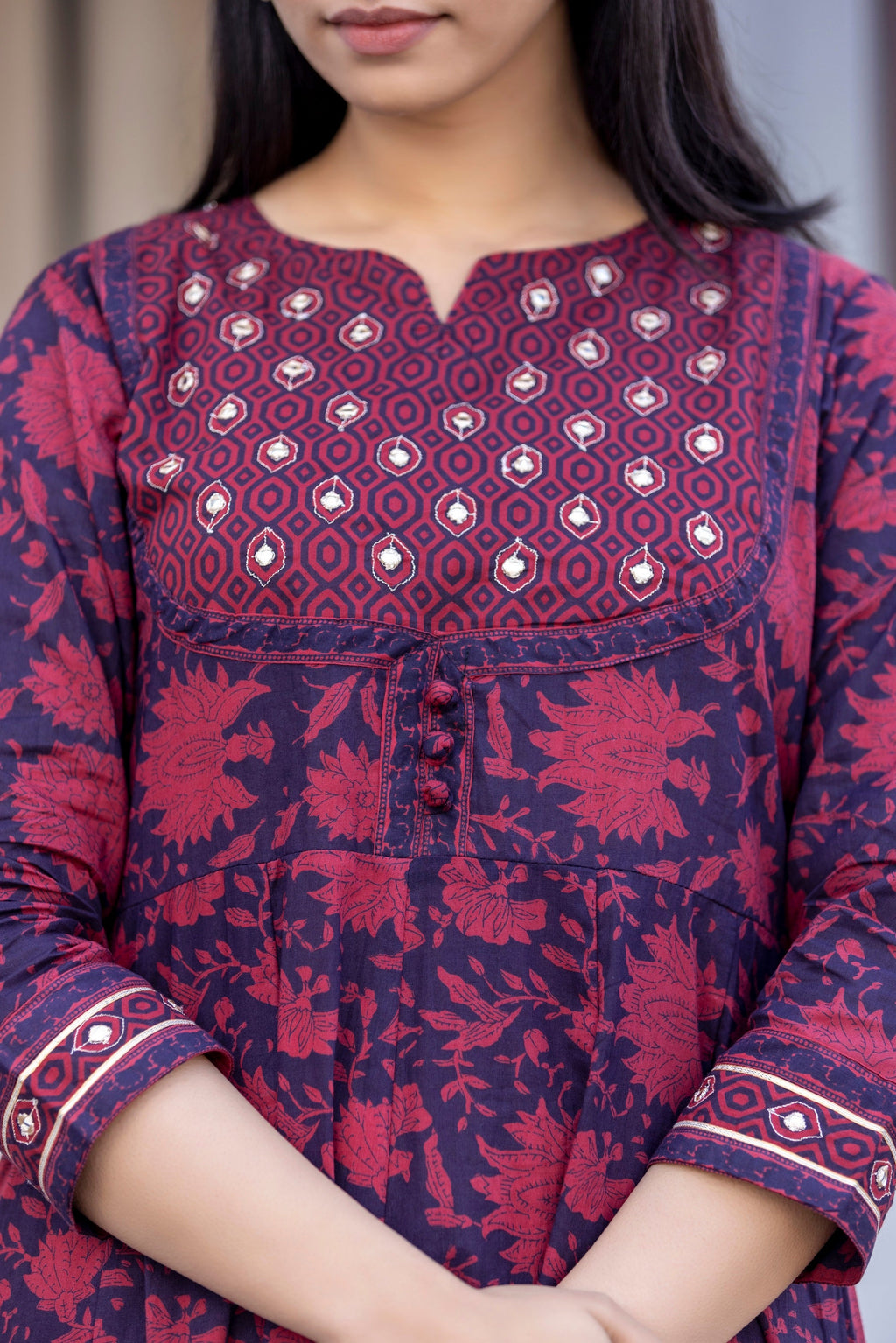 Kaajh Women's Maroon Floral Print Suit Set