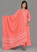 Kaajh Pink Suit Set In Floral Print For Women