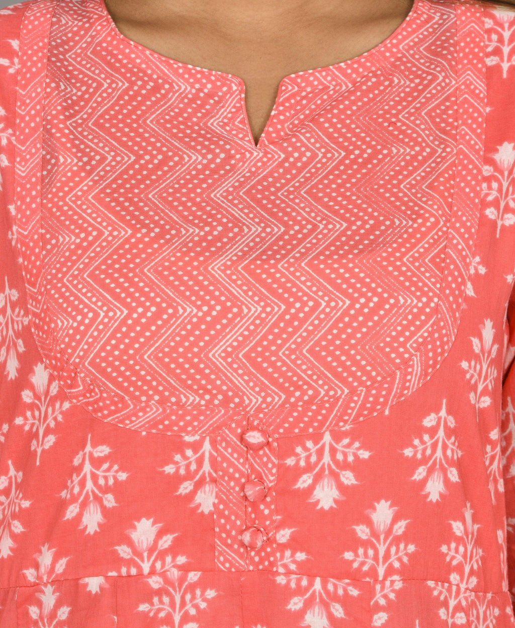 Kaajh Pink Suit Set In Floral Print For Women