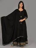 Kaajh Women's Black Metal Embellishment Printed Suit Set