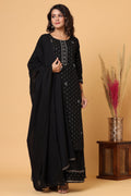 Kaajh Women's Black Gold Print Suit Set