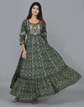 Kaajh Green Mirror Embroidery Anarkali Kurta For Women