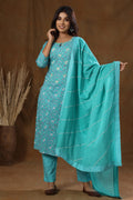 Kaajh Green Floral Print Suit Set For Women