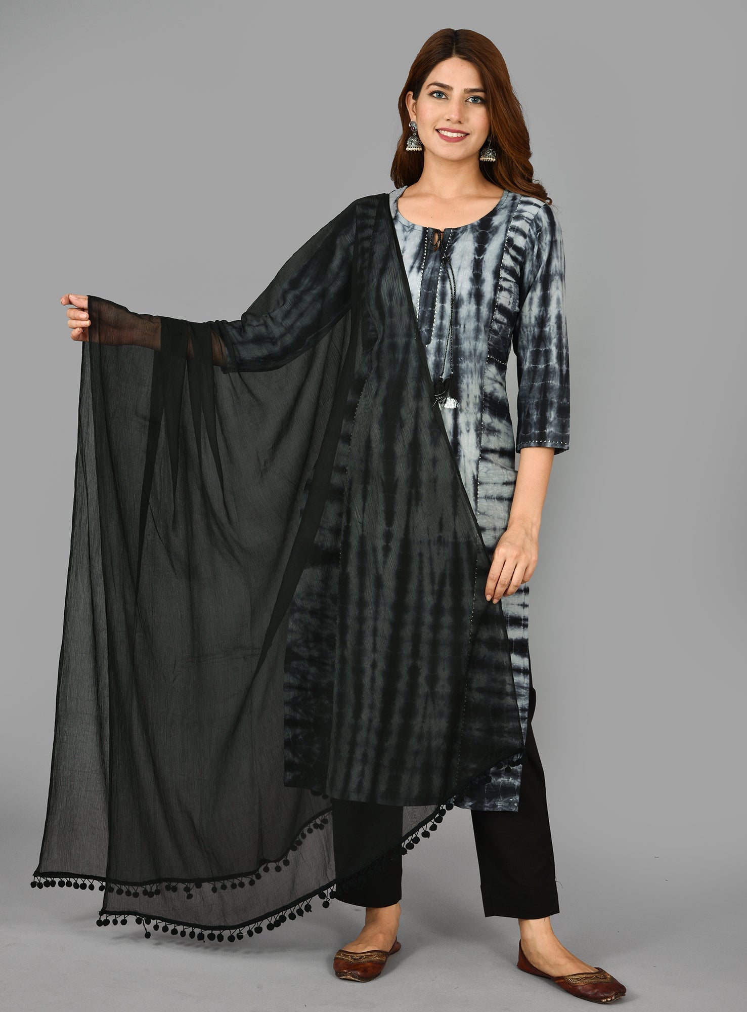 Kaajh Women's Black Tie Dye Cotton Suit Set