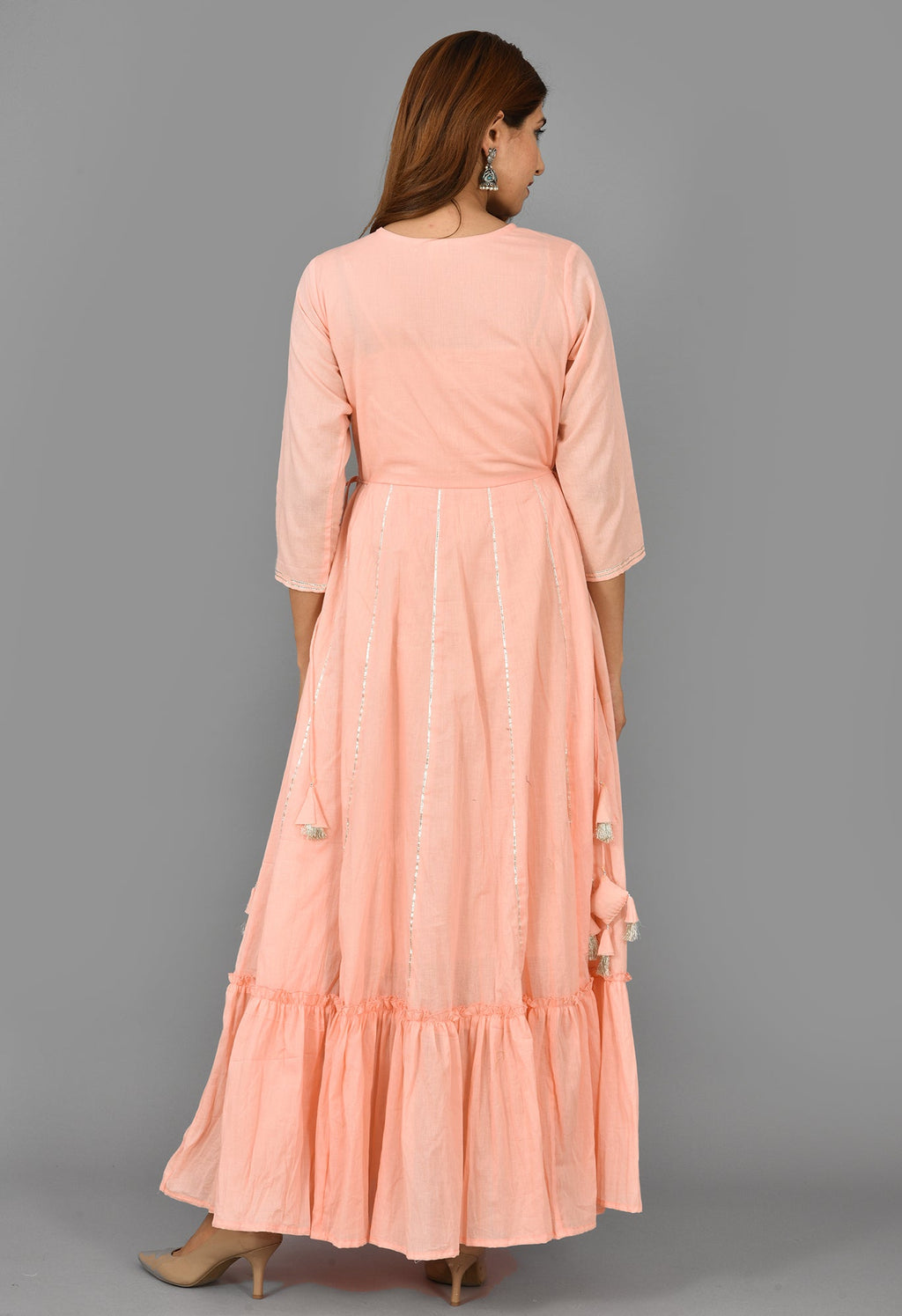 Kaajh Women's Pink Mirror Embroidery Anarkali Kurta