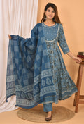 Kaajh Women's Blue Embellished Anarkali Suit Set