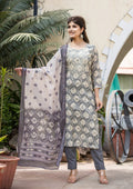 Kaajh Women's Grey Modal Silk Embroidered Suit Set