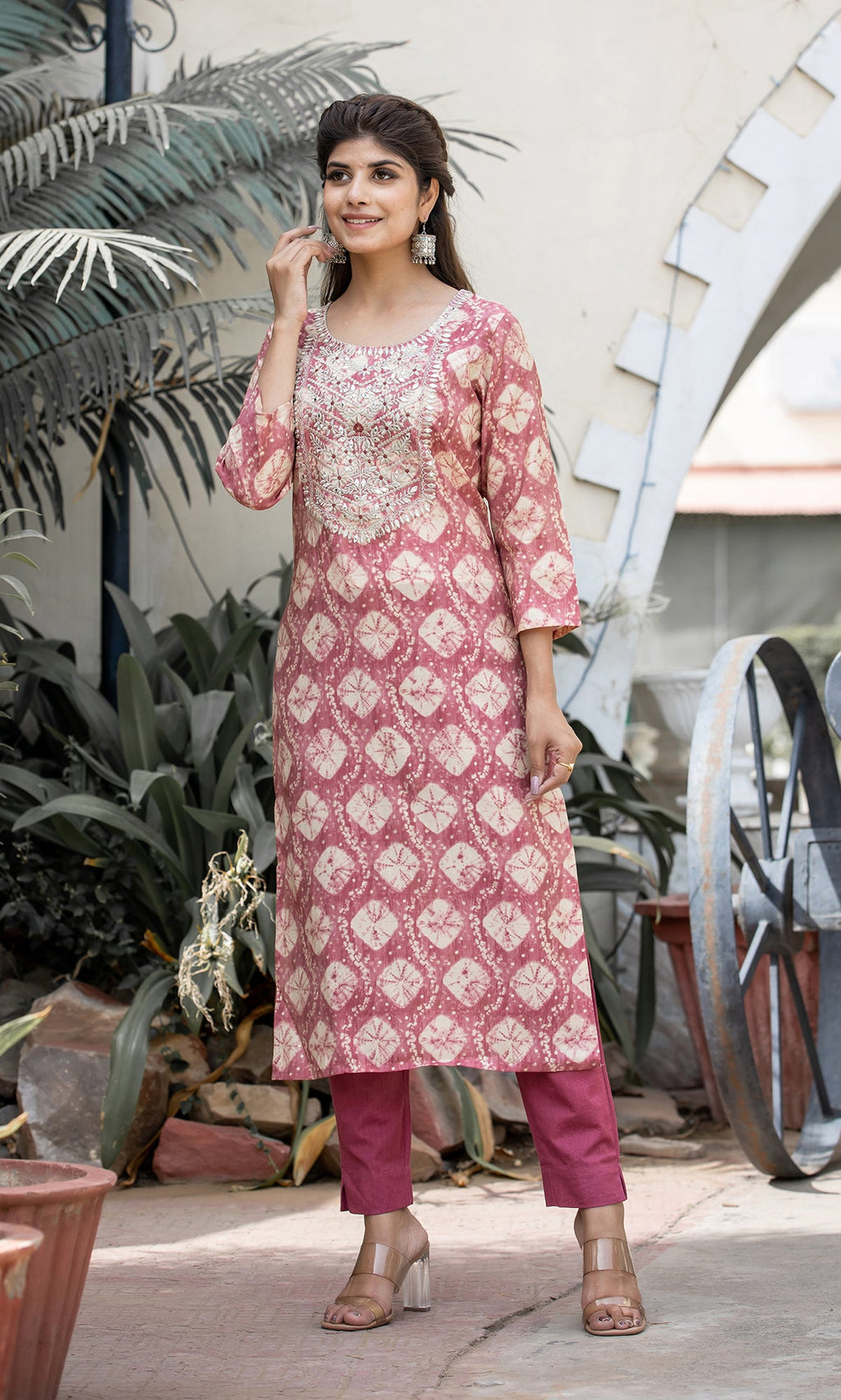 Kaajh Women's Pink Modal Silk Embroidered Suit Set