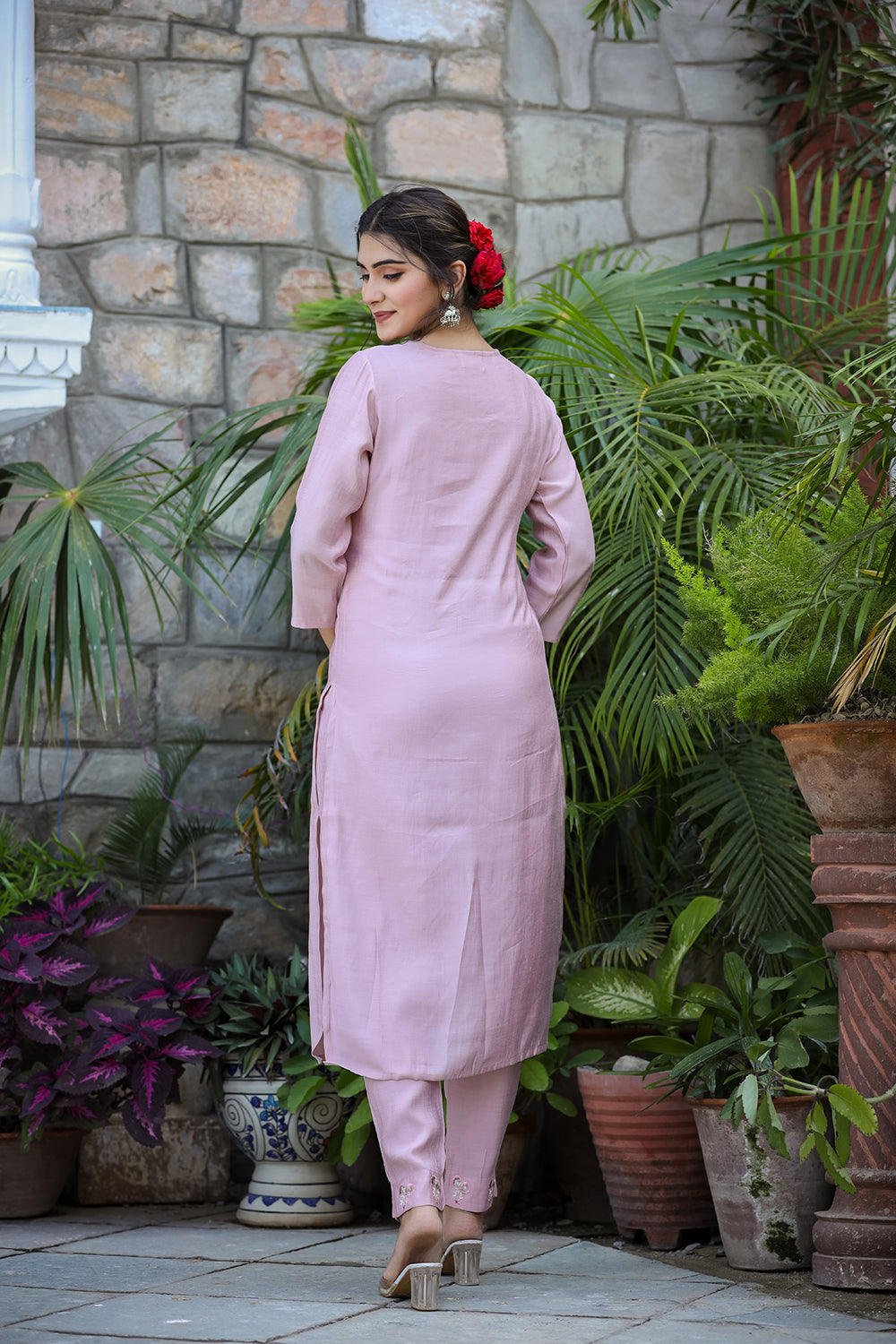 Kaajh Women's Purple Modal Silk Suit Set