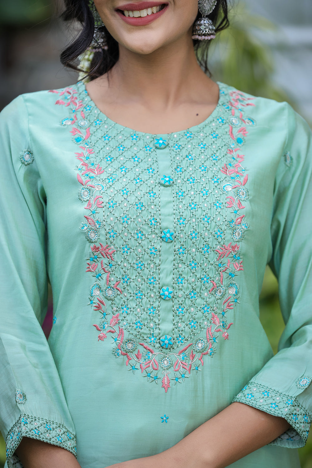 Kaajh Women's Green Modal Silk Suit Set