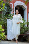 Kaajh Women's Off-White Modal Silk Suit Set