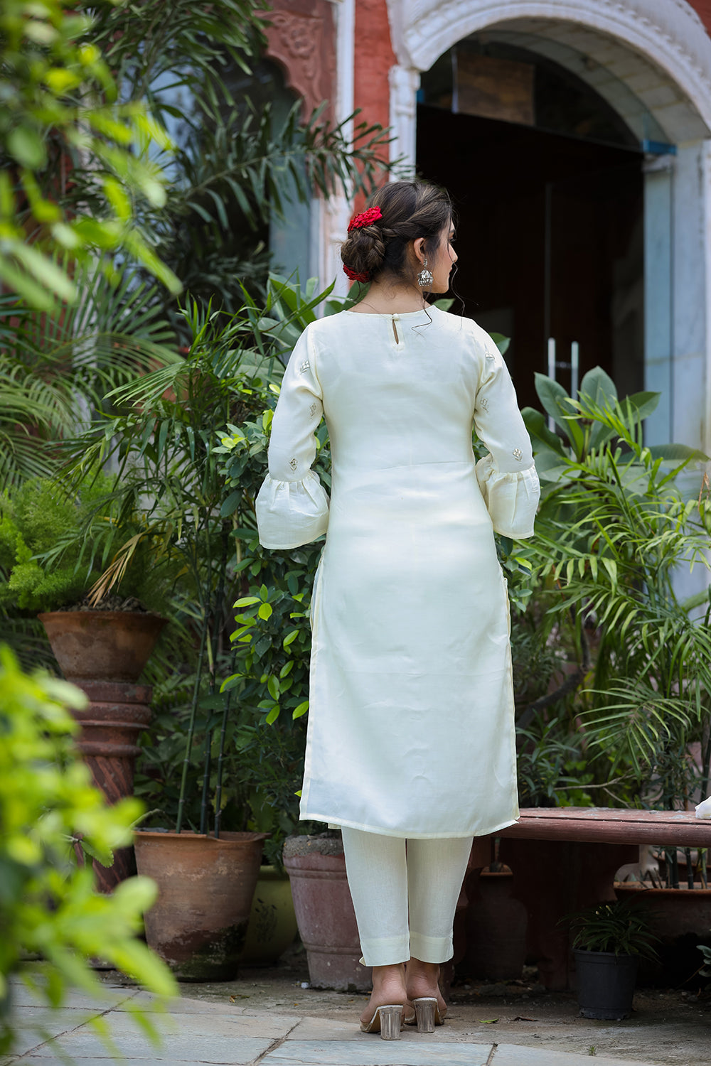 Kaajh Women's Off-White Modal Silk Suit Set