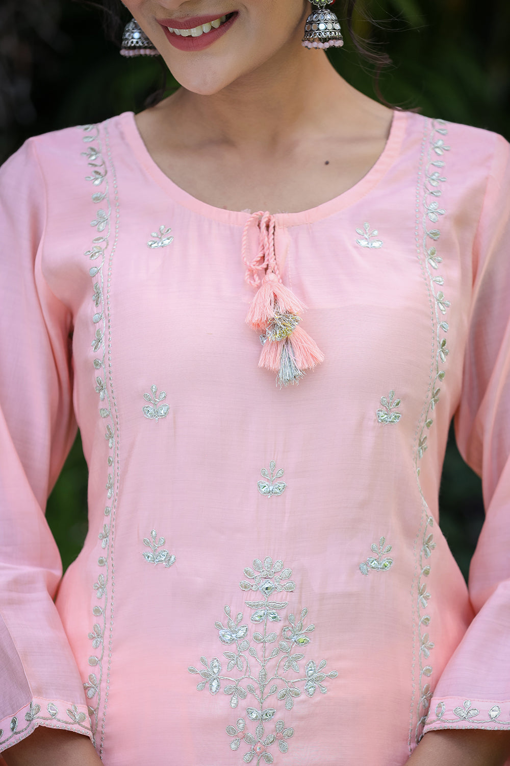 Kaajh Pink Modal Silk Suit Set For Women