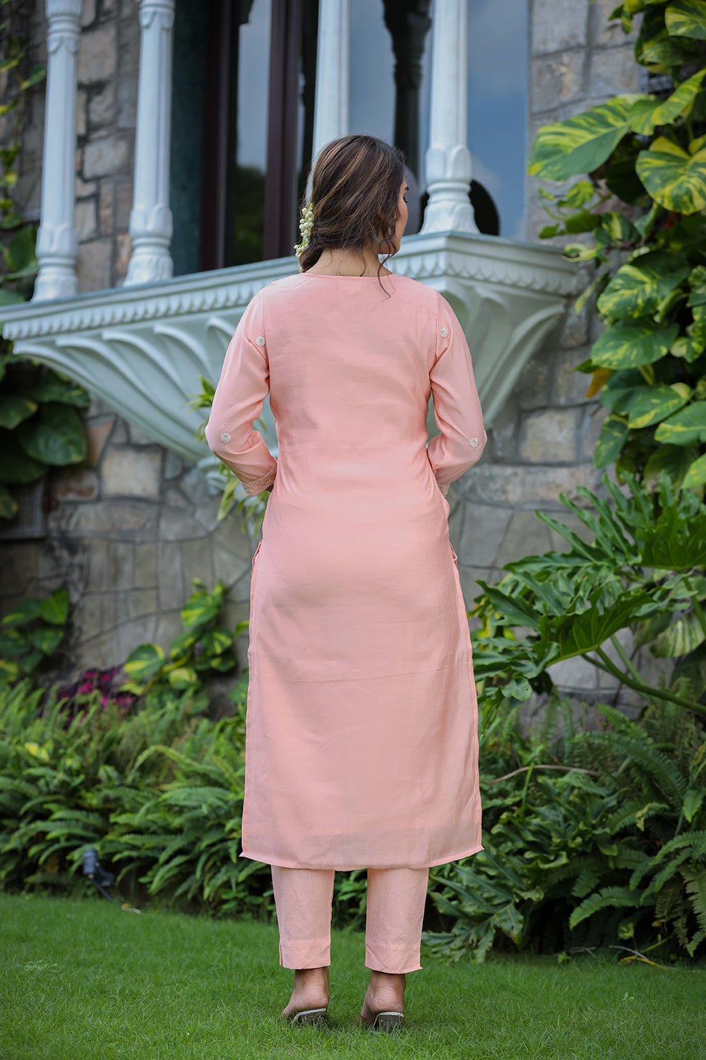 Kaajh Women's Pink Modal Silk Suit Set