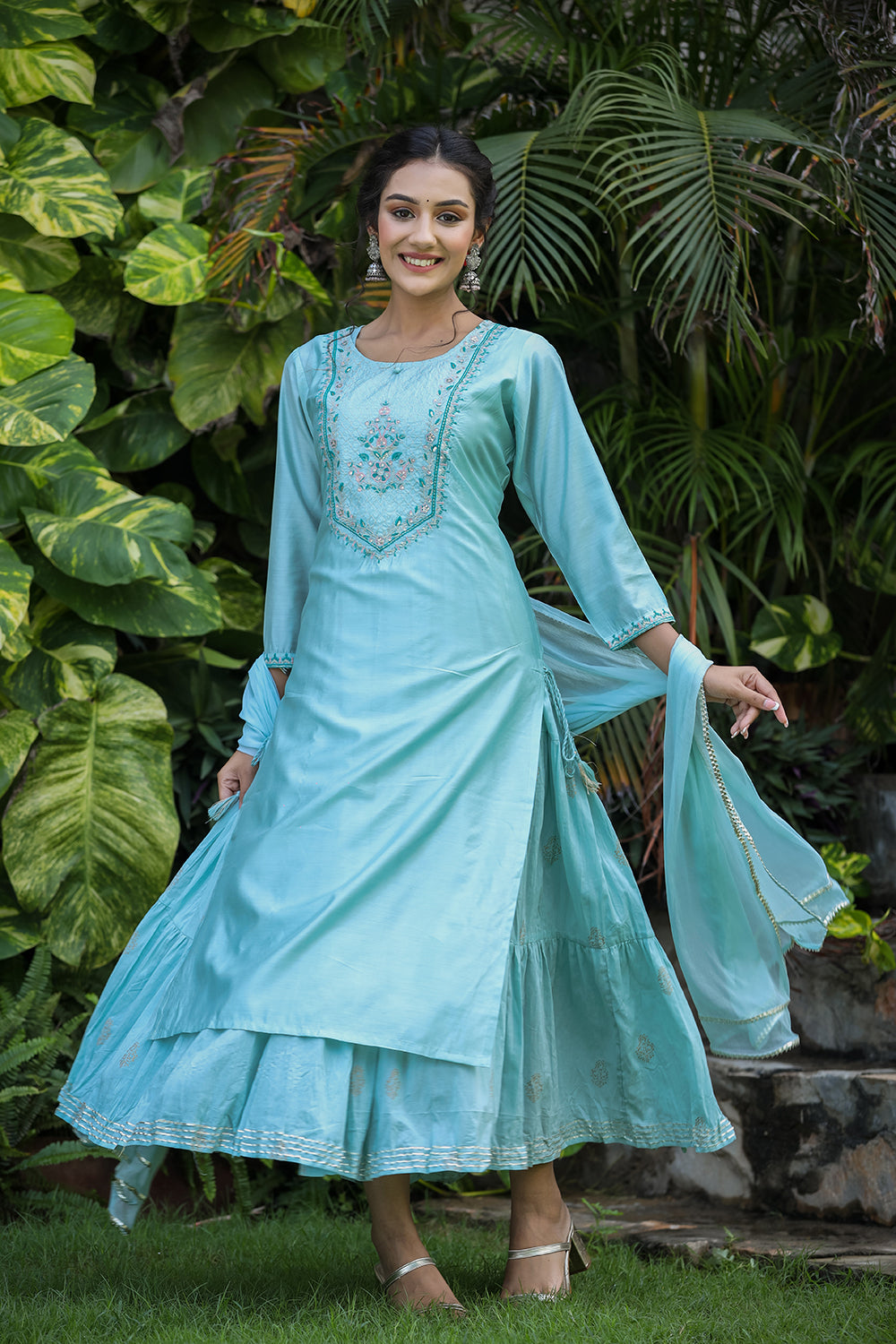 Kaajh Women's Sea Green Modal Silk Suit Set