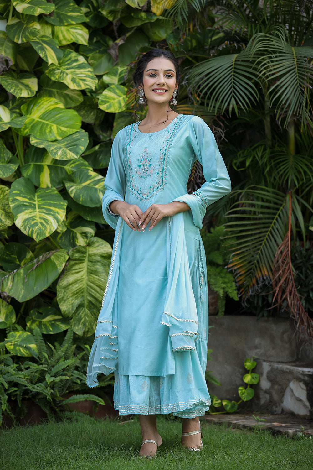 Kaajh Women's Sea Green Modal Silk Suit Set