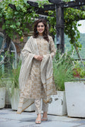 Kaajh Women's Brown Floral Cotton Suit Set